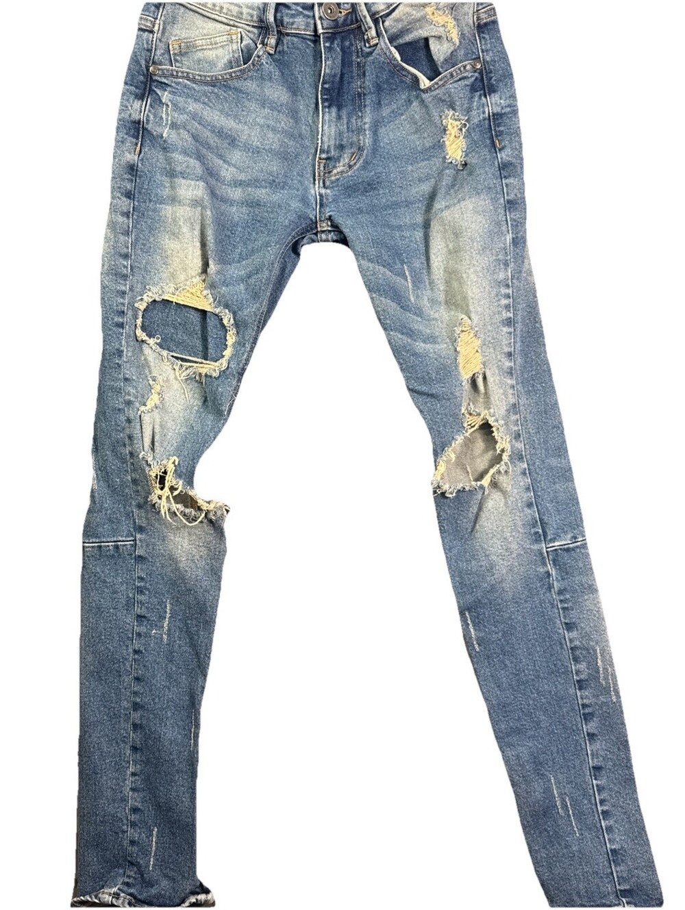 KDNK Ankle Zip Jeans Mens 30 Destroyed Denim Grunge Streetwear Denim